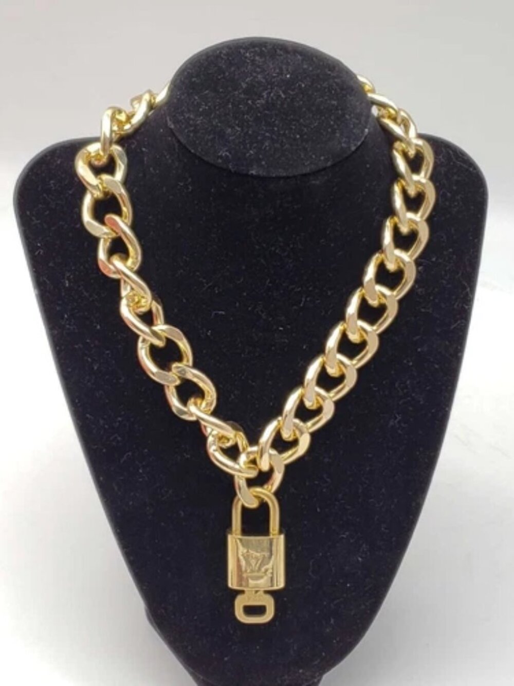Gold-Plated Necklace with Authentic Louis Vuitton Padlock